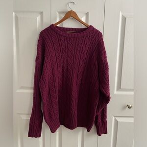 Vintage Ralph Lauren Women's Cable Knit Sweater - Rich burgundy / purple